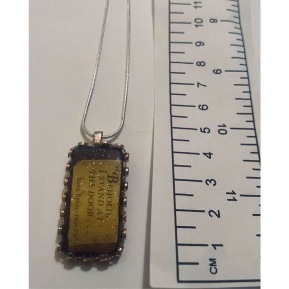 Vintage BROWN PHRASE EMBROIDERED NECKLACE - Picture 7 of 7